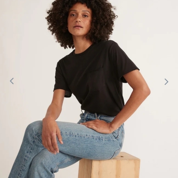 Marine layer Boyfriend Crew Tee in Black - Picture 6 of 11